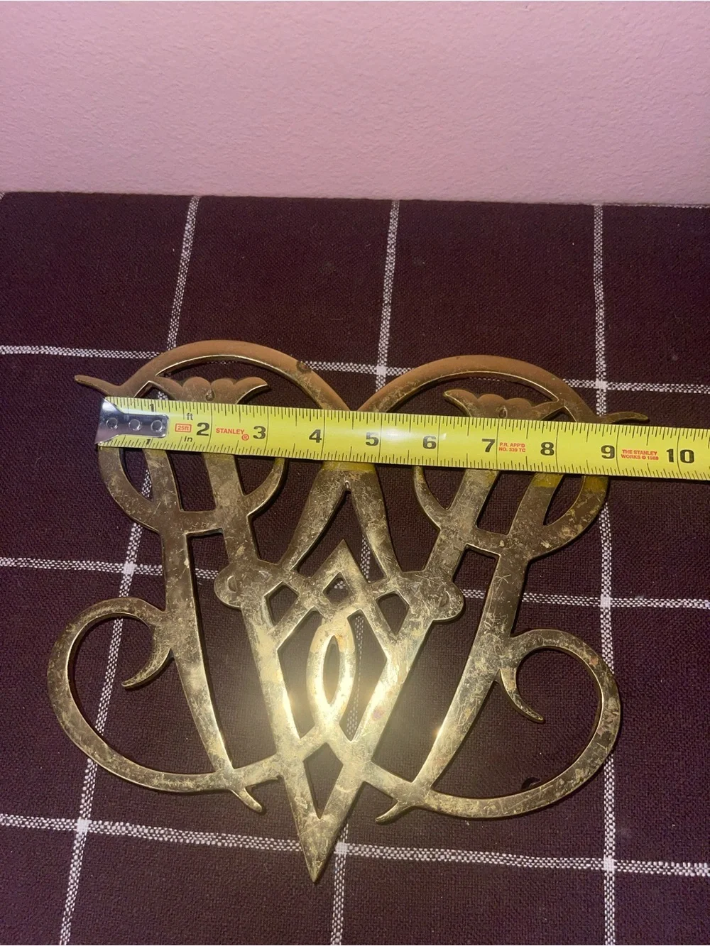 Williamsburg VA Metalcrafters Queen Ann Cypher Brass Trivet CW10-10 Vintage